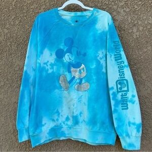 Disney Spirit Jersey Sweatshirt XL Tie Dye Blue Pullover Top‎ Sweater
